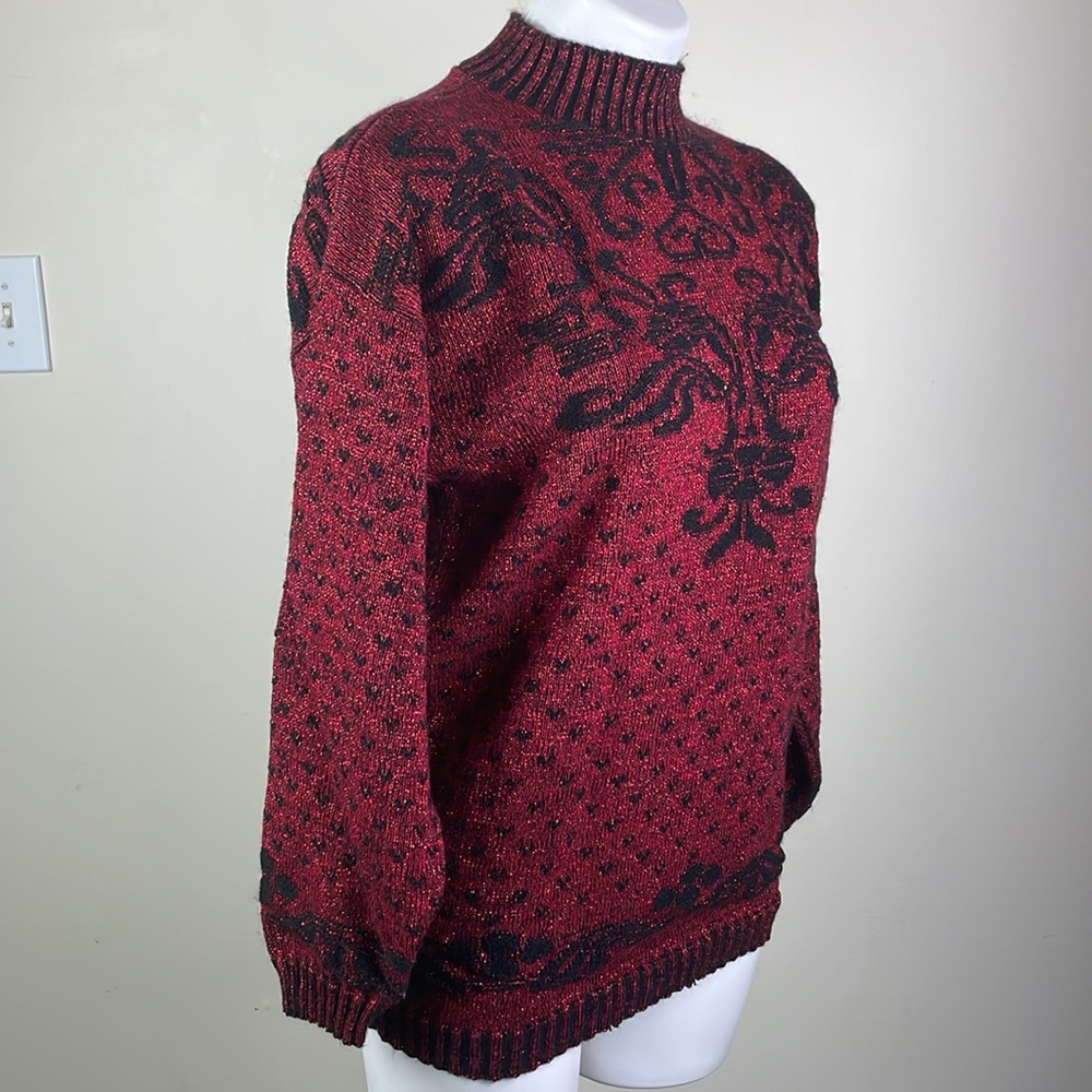 Funky Vintage Adele Mockneck Sweater Red Metallic